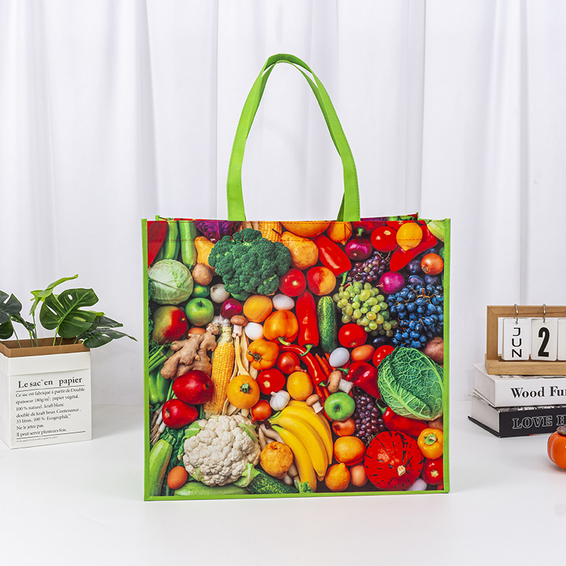 RPET nonwoven shopping bag/recycled polyester bag with heat transfer printing